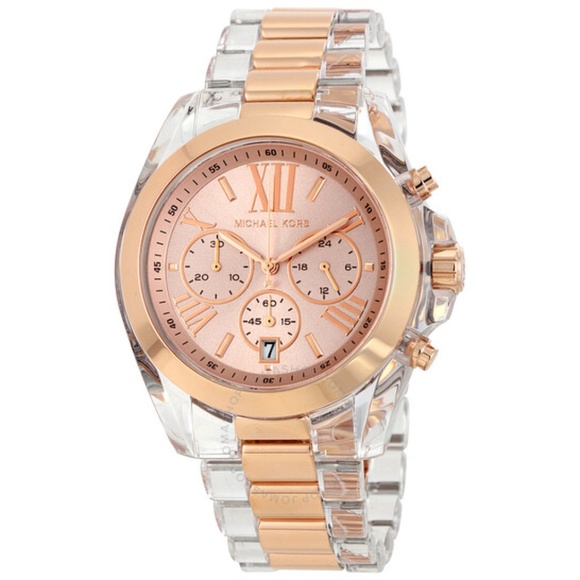 Michael Kors Bradshaw Chronograph Rose Gold-Tone Dial Ladies Watch MK6358 - Picture 1 of 17